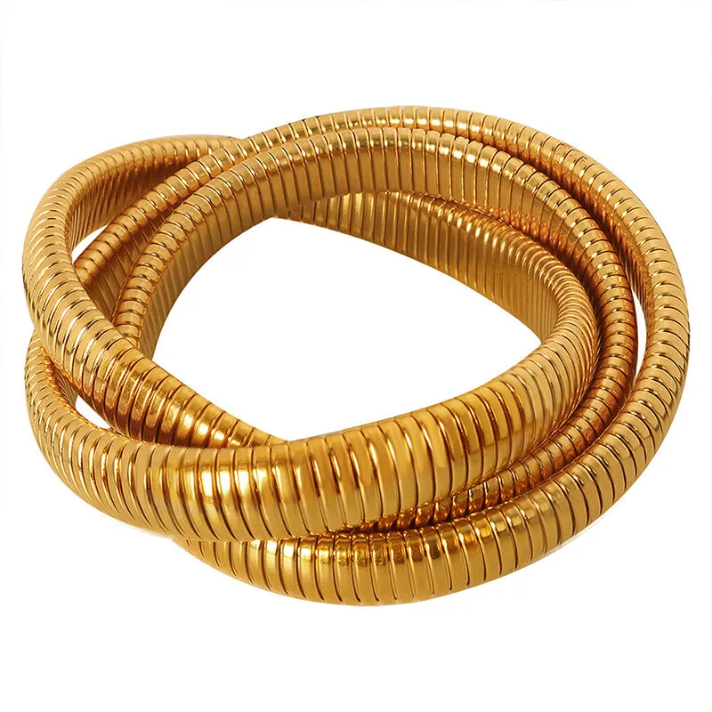 Golden Serpentine Layered Bracelet for Women by Planderful - Everyday Genie Collection