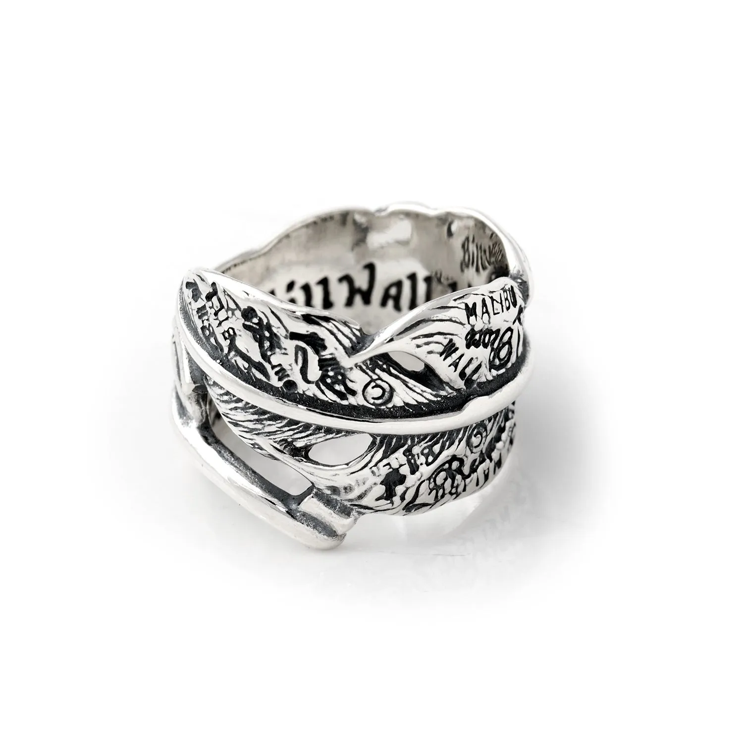 Graffiti Feather Ring Open "Medium"