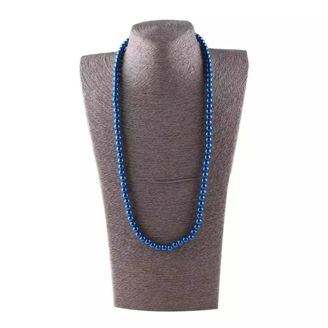 Great Gatsby 1920's Flapper Faux Pearl 8mm Necklace - Royal Blue (Style 2)