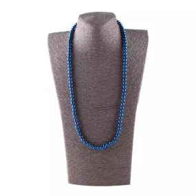 Great Gatsby 1920's Flapper Faux Pearl 8mm Necklace - Royal Blue (Style 2)