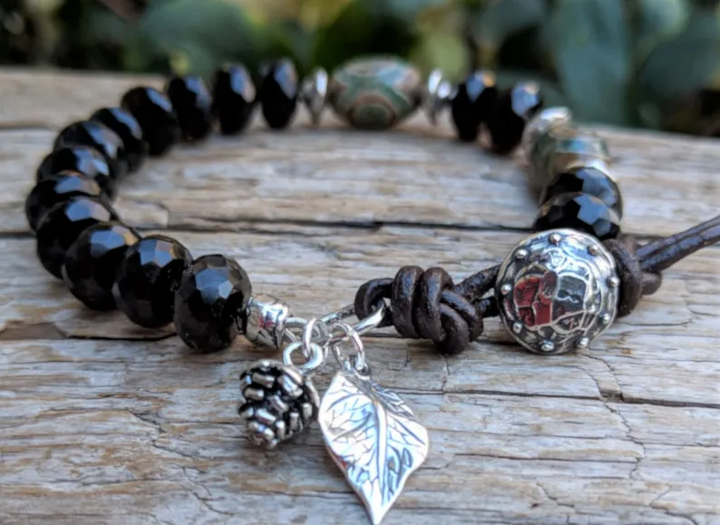 Handmade Smoky Quartz Forest Bracelet