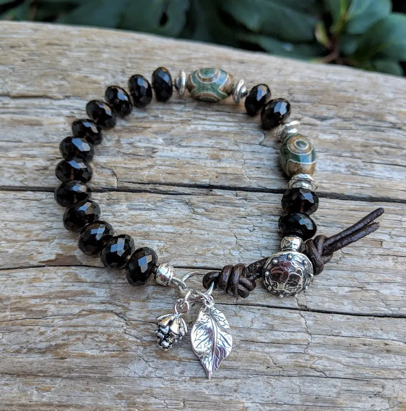 Handmade Smoky Quartz Forest Bracelet