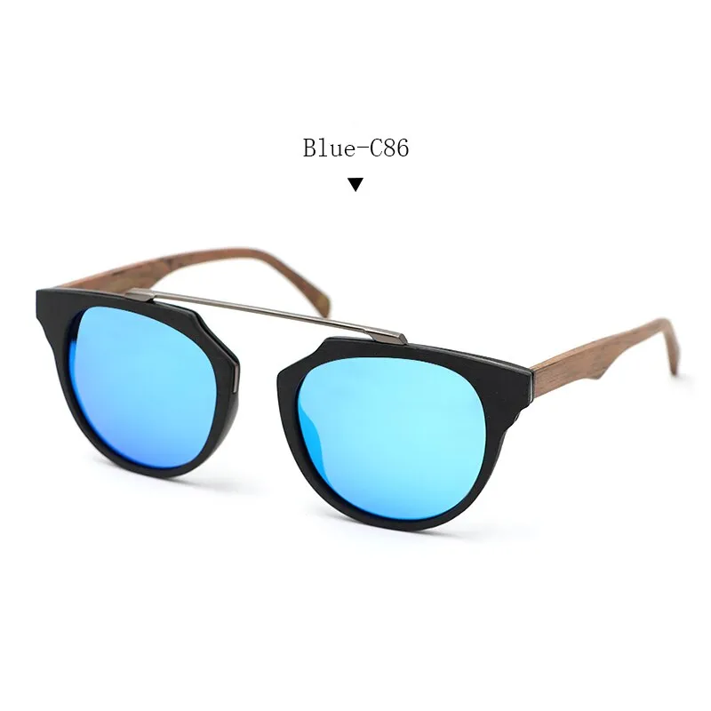 Hdcrafter Unisex Full Rim Cat Eye Wooden Acetate Frame Polarized Sunglasses Ps7177