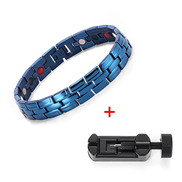 Healing Magnetic Bracelet Men/Woman 316L Stainless Steel 3 Health Care Elements(Magnetic,FIR,Germanium) Gold Bracelet Hand Chain