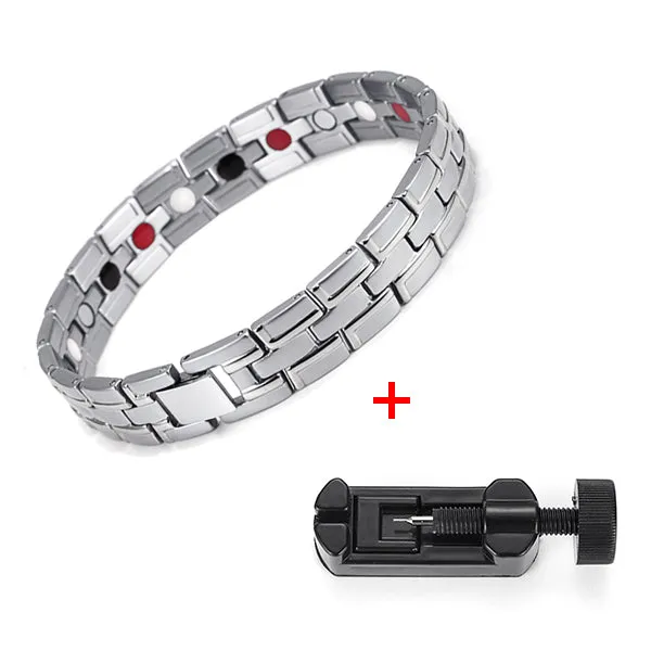 Healing Magnetic Bracelet Men/Woman 316L Stainless Steel 3 Health Care Elements(Magnetic,FIR,Germanium) Gold Bracelet Hand Chain