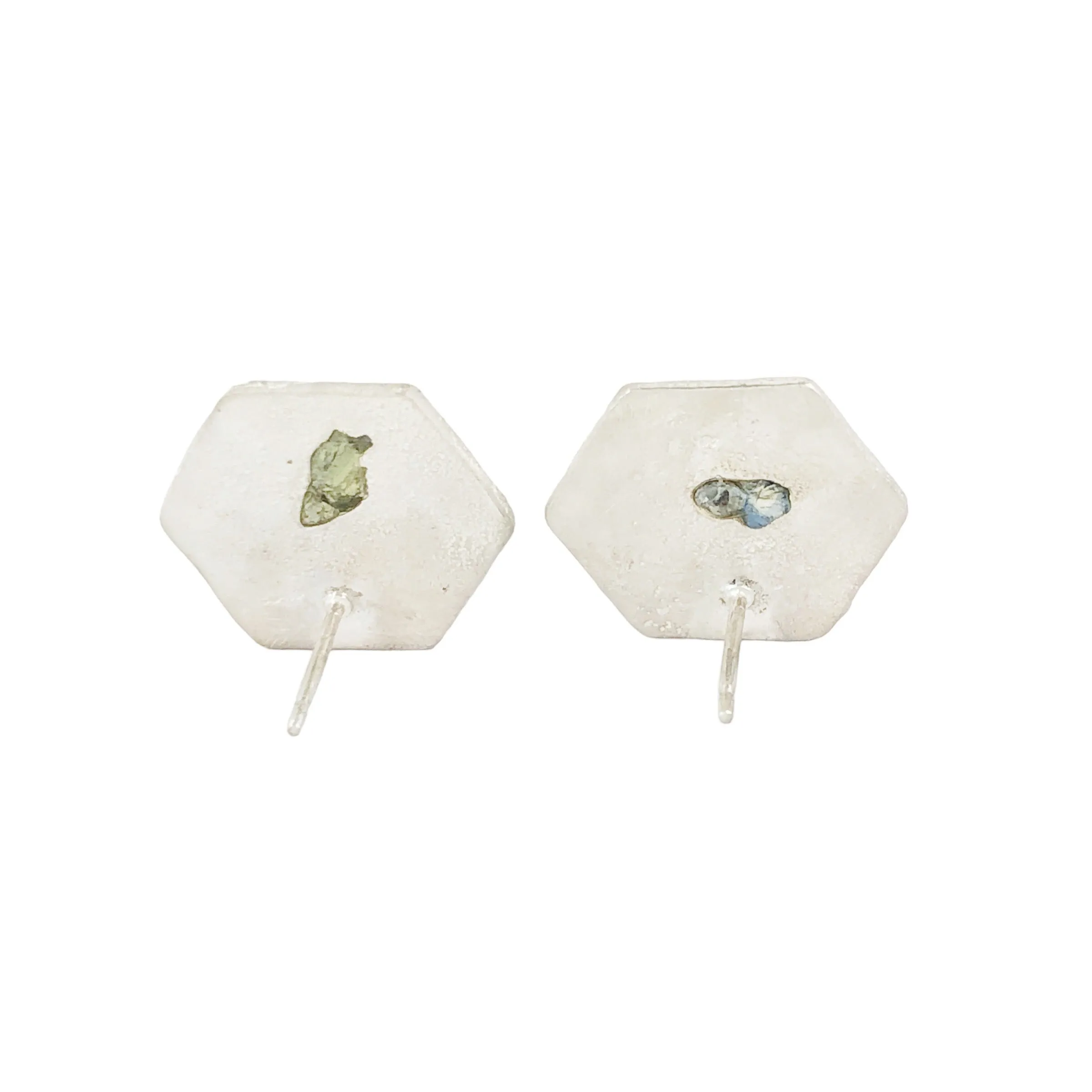 Hex Silver & Sapphire Studs - Xanthe Alys