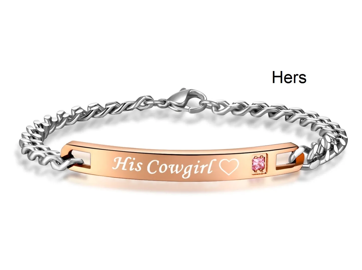 His & Hers Matching Set Cowgirl Cowboy Couple Bracelets, Valentine, Anniversary, Wedding, Promise, Engagement Gift