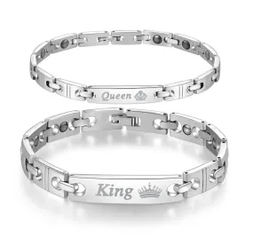 His & Hers Matching Set King and Queen Couple Bracelets, Valentine, Anniversary, Wedding, Promise, Engagement Gift