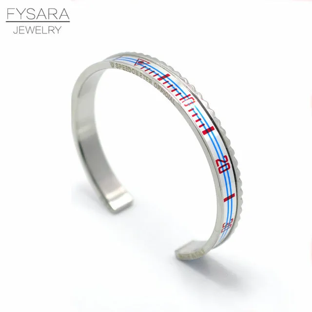 Hot Sale Ltalian Style New Fashion Jewelry 316L Stainless Steel Cuff Bracelet Speedometer Official Bracelet Men 12 Color (1pcs)