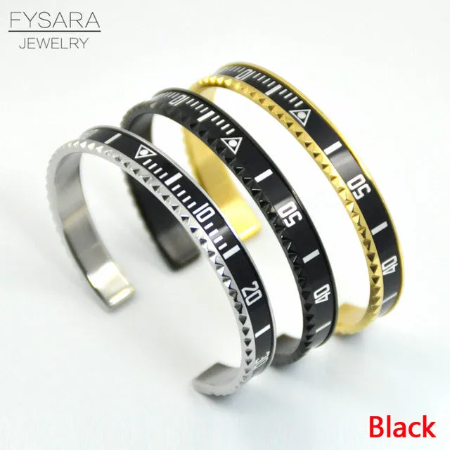 Hot Sale Ltalian Style New Fashion Jewelry 316L Stainless Steel Cuff Bracelet Speedometer Official Bracelet Men 12 Color (1pcs)