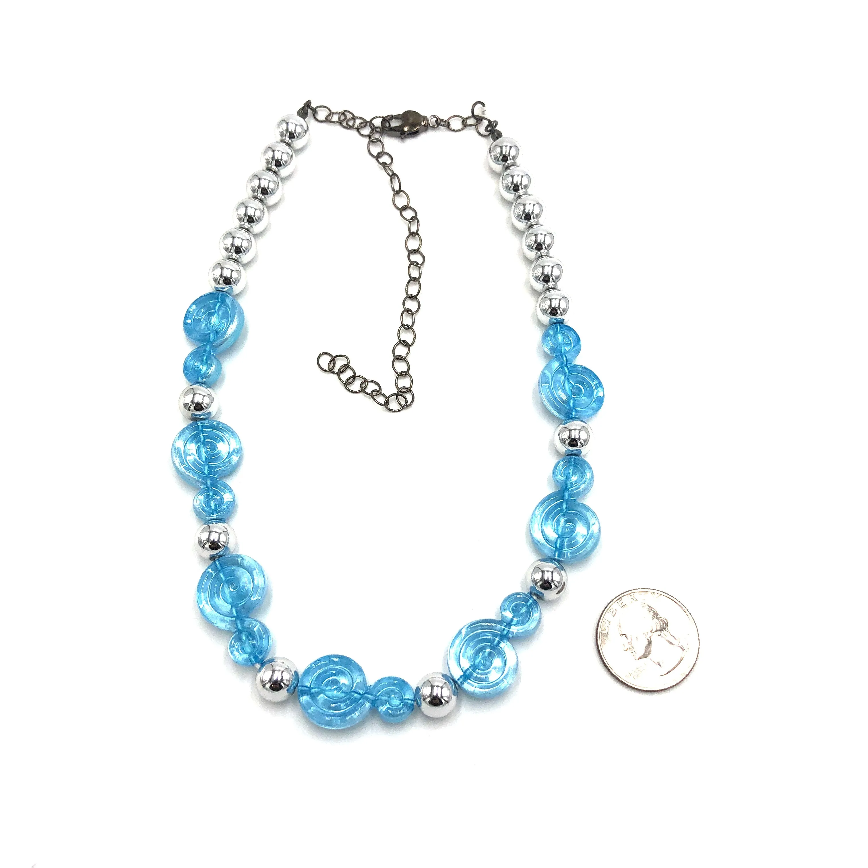 Ice Blue Spiral Glow Marco Necklace