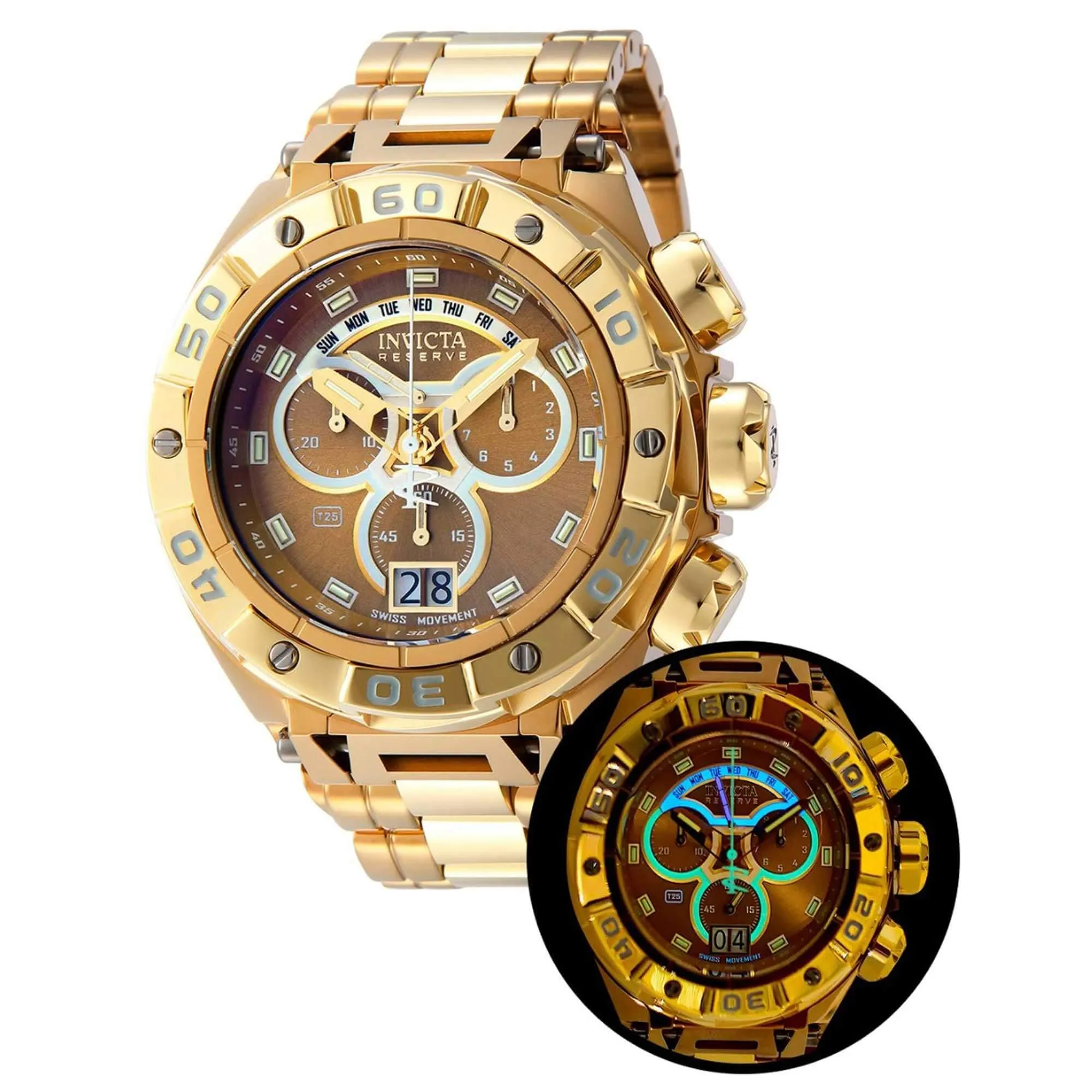 Invicta Men's Chronograph Watch - Ripsaw Khaki and Gold Tone Dial Bracelet | 38815