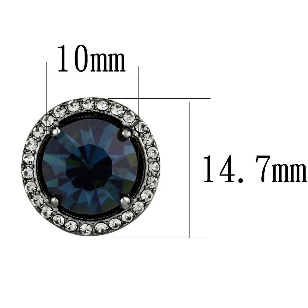 IP Light Black (IP Gun) Stainless Steel Earrings with Top Grade Crystal in Montana for Women Montana Stone Color Style TK2820