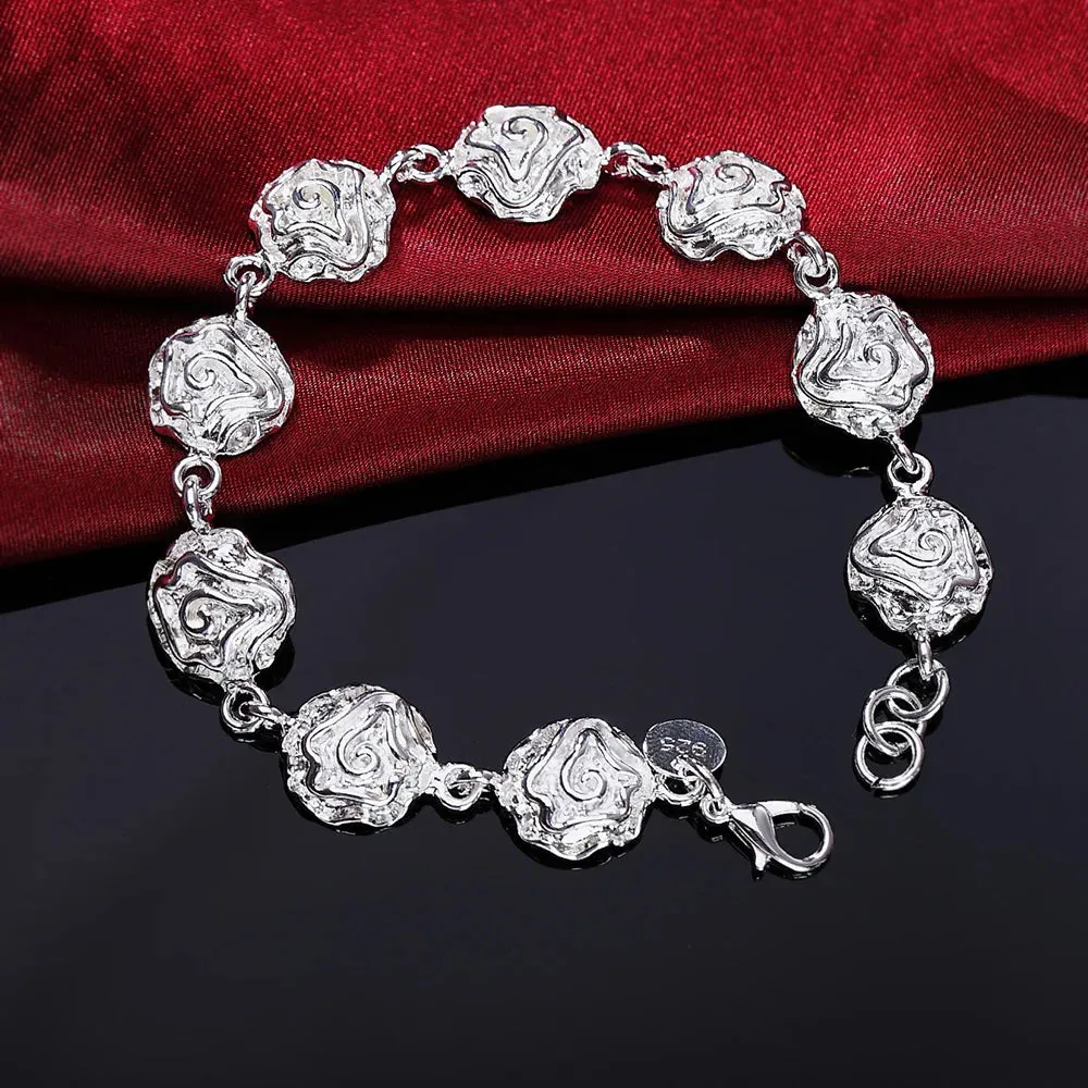 JC - Unisex Silver Bracelet: Square solid chain, elegant 925 sterling for weddings, parties, or gifts