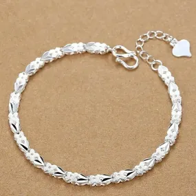 JC - Unisex Silver Bracelet: Square solid chain, elegant 925 sterling for weddings, parties, or gifts