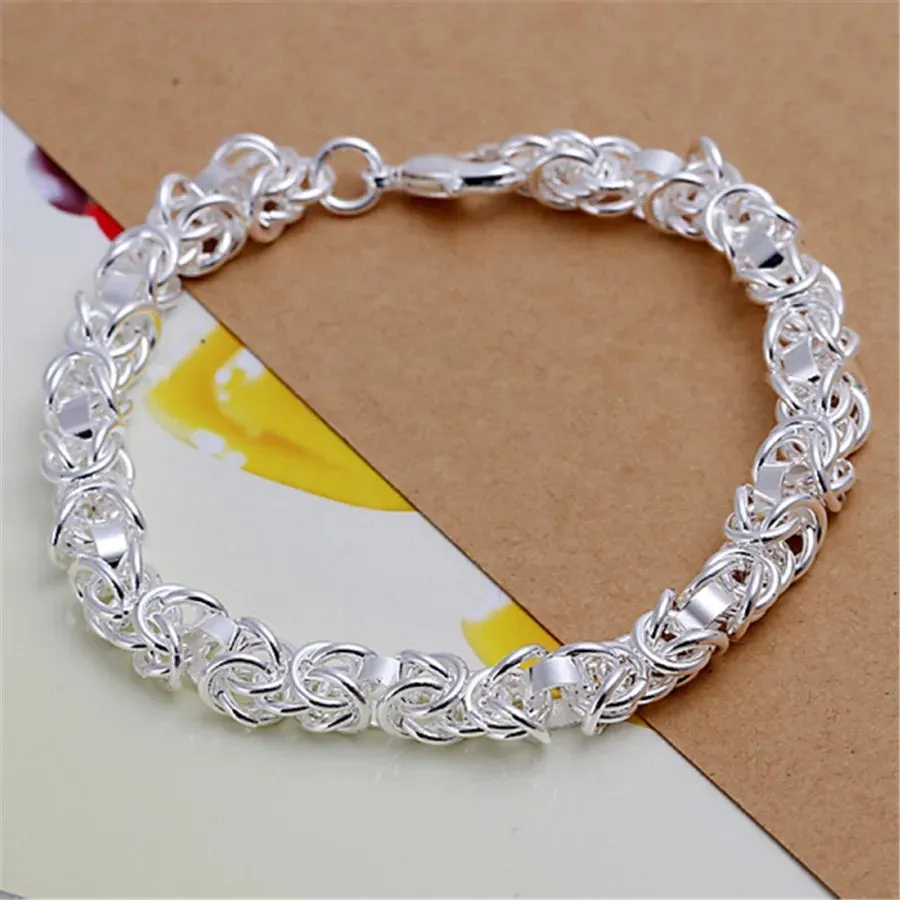 JC - Unisex Silver Bracelet: Square solid chain, elegant 925 sterling for weddings, parties, or gifts