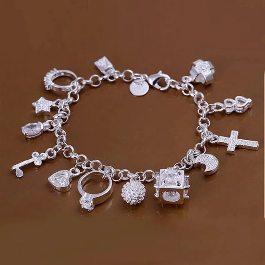 JC - Unisex Silver Bracelet: Square solid chain, elegant 925 sterling for weddings, parties, or gifts