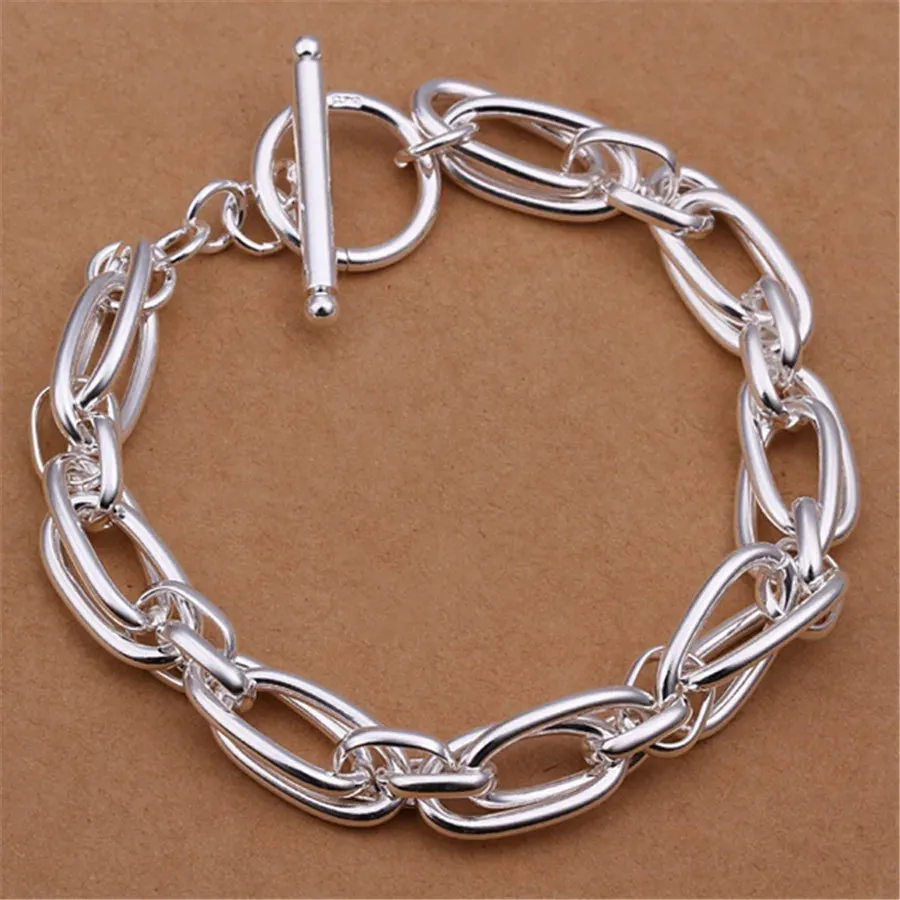 JC - Unisex Silver Bracelet: Square solid chain, elegant 925 sterling for weddings, parties, or gifts