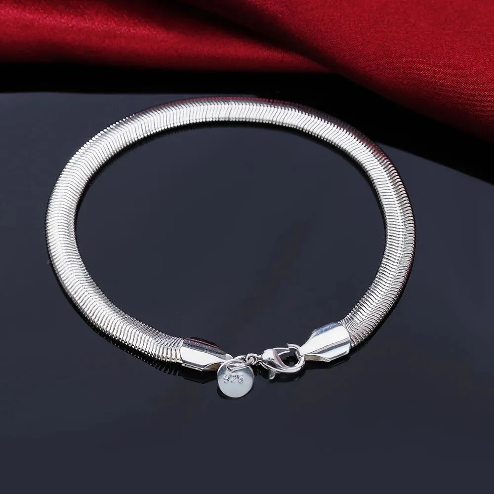 JC - Unisex Silver Bracelet: Square solid chain, elegant 925 sterling for weddings, parties, or gifts