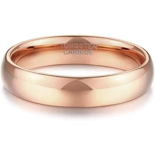 JODY Rose Gold Inlaid High Polish Domed Women's Tungsten Wedding Band- 4mm