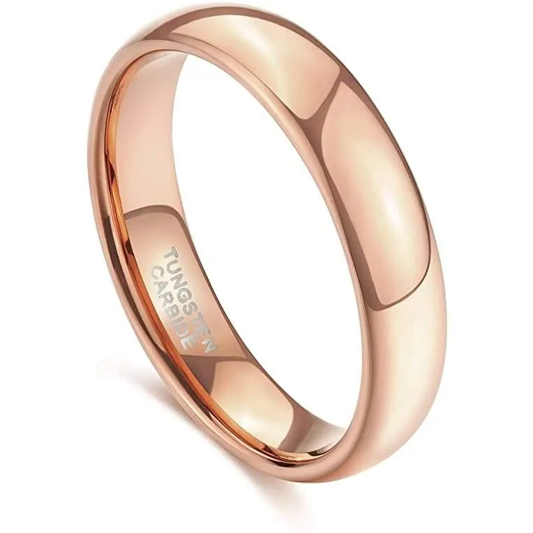 JODY Rose Gold Inlaid High Polish Domed Women's Tungsten Wedding Band- 4mm