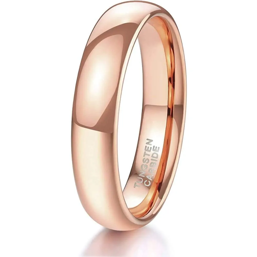 JODY Rose Gold Inlaid High Polish Domed Women's Tungsten Wedding Band- 4mm