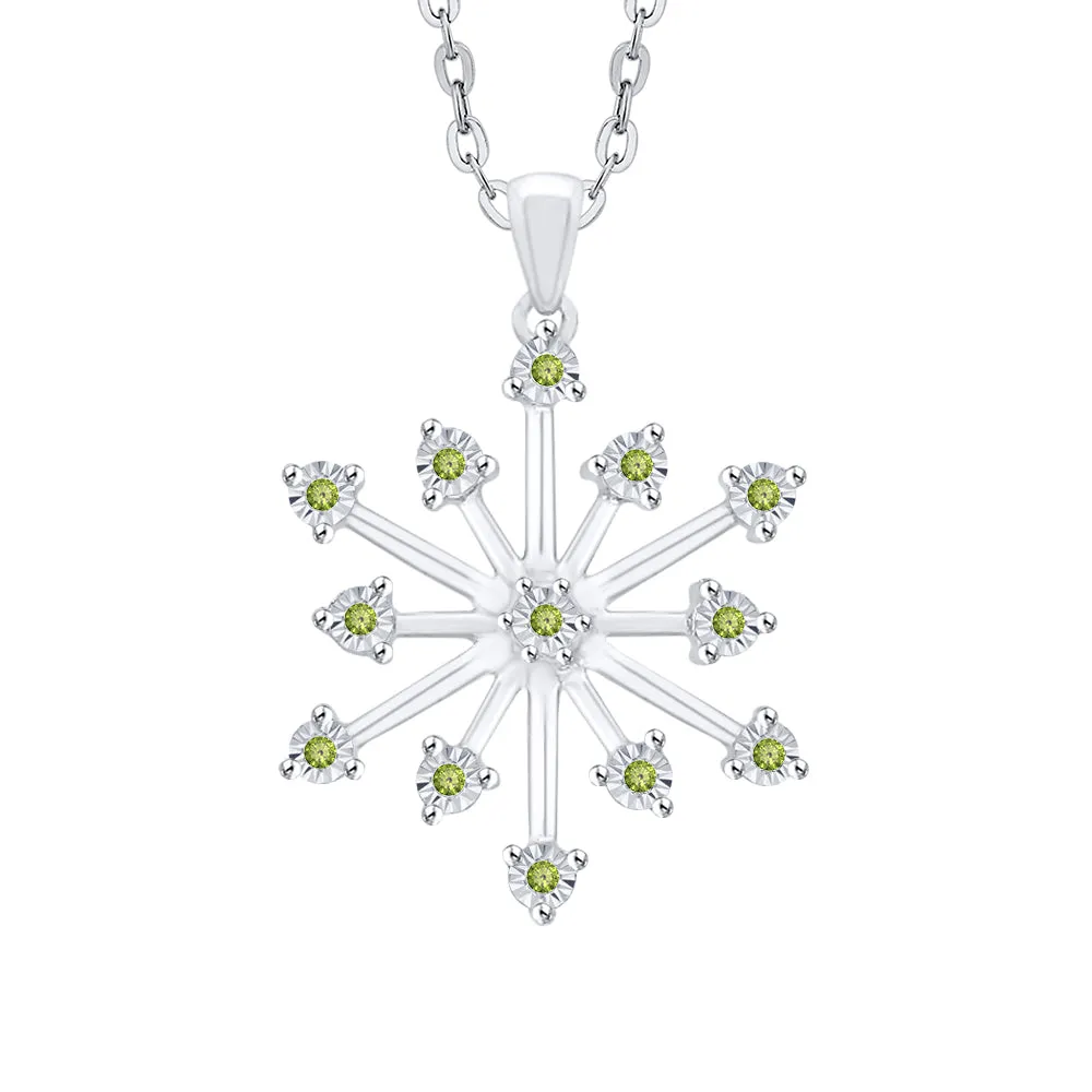 KATARINA 1/20 cttw Natural Gemstone Miracle Plate Snowflake Pendant Necklace