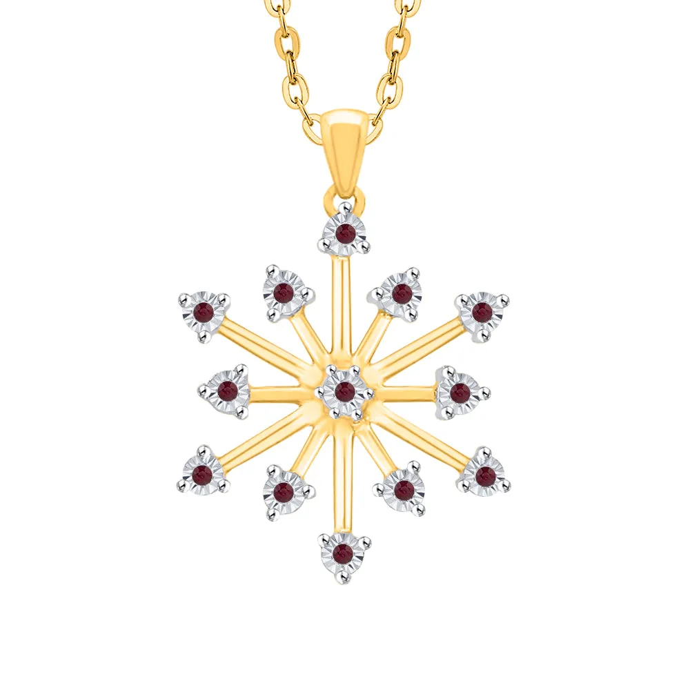 KATARINA 1/20 cttw Natural Gemstone Miracle Plate Snowflake Pendant Necklace