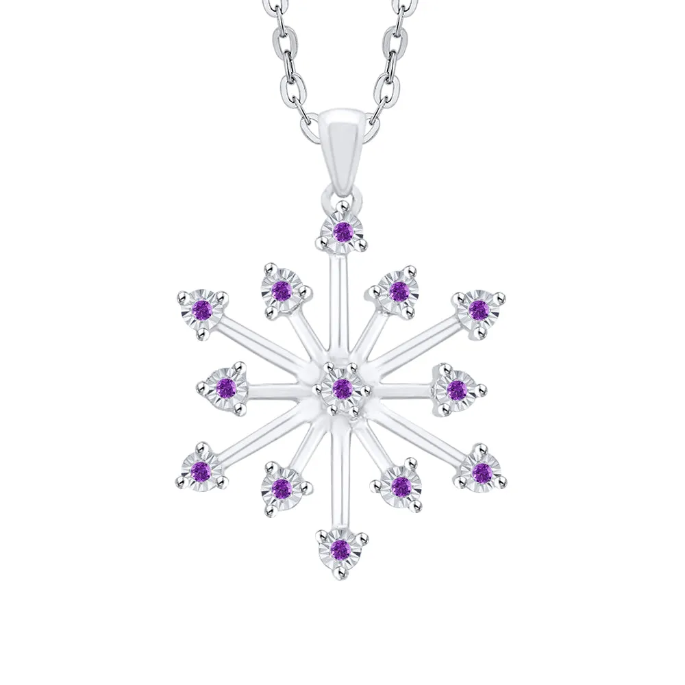 KATARINA 1/20 cttw Natural Gemstone Miracle Plate Snowflake Pendant Necklace