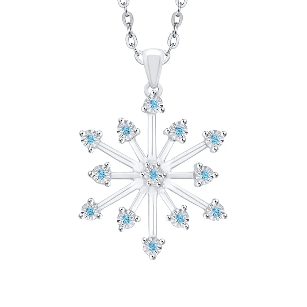 KATARINA 1/20 cttw Natural Gemstone Miracle Plate Snowflake Pendant Necklace