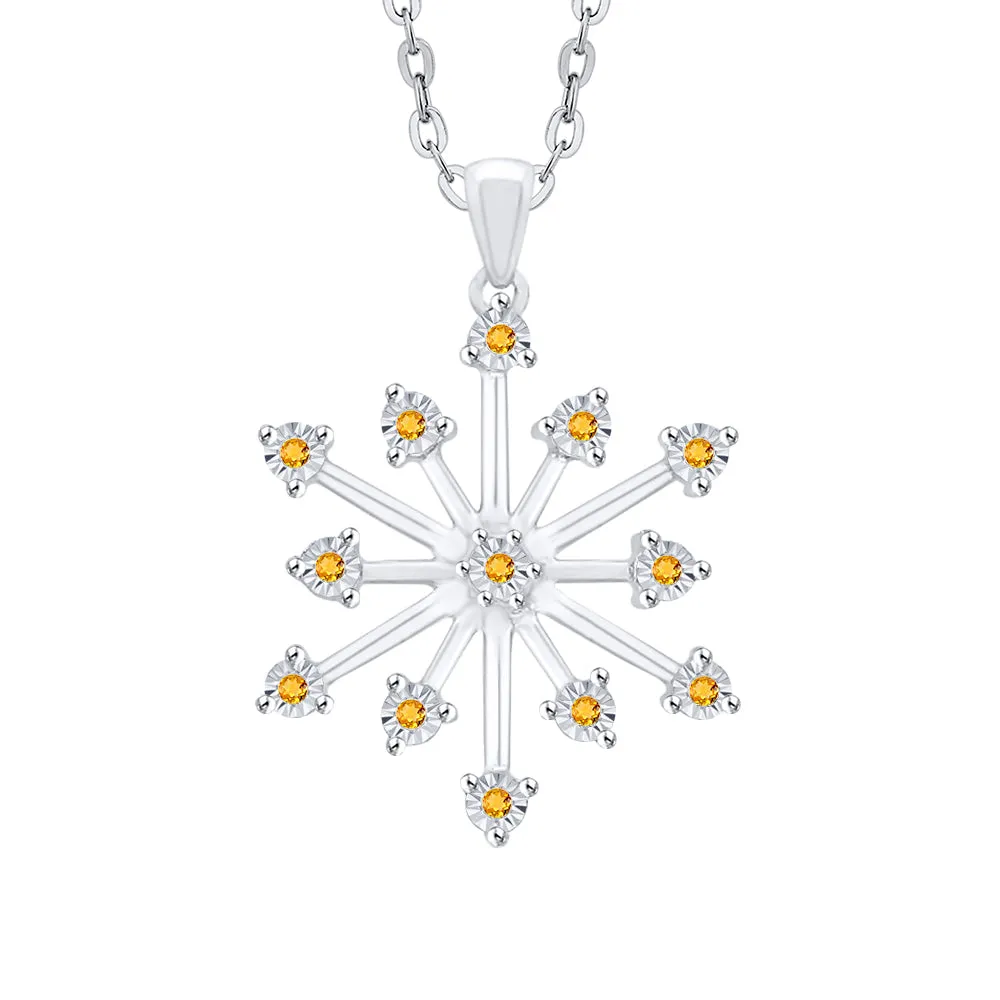 KATARINA 1/20 cttw Natural Gemstone Miracle Plate Snowflake Pendant Necklace