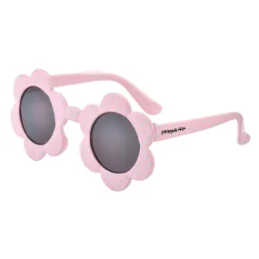 Kids Daisy Flower Sunglasses - Pink with Aqua Spots