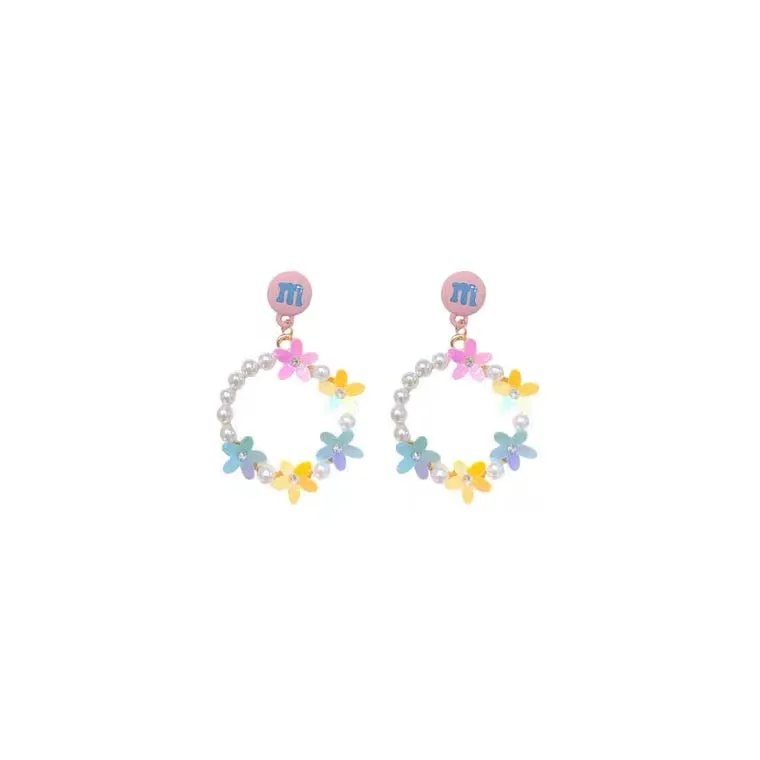 KOREAN FASHION COLORFUL FLOWER PEARL EARRINGS BY60003