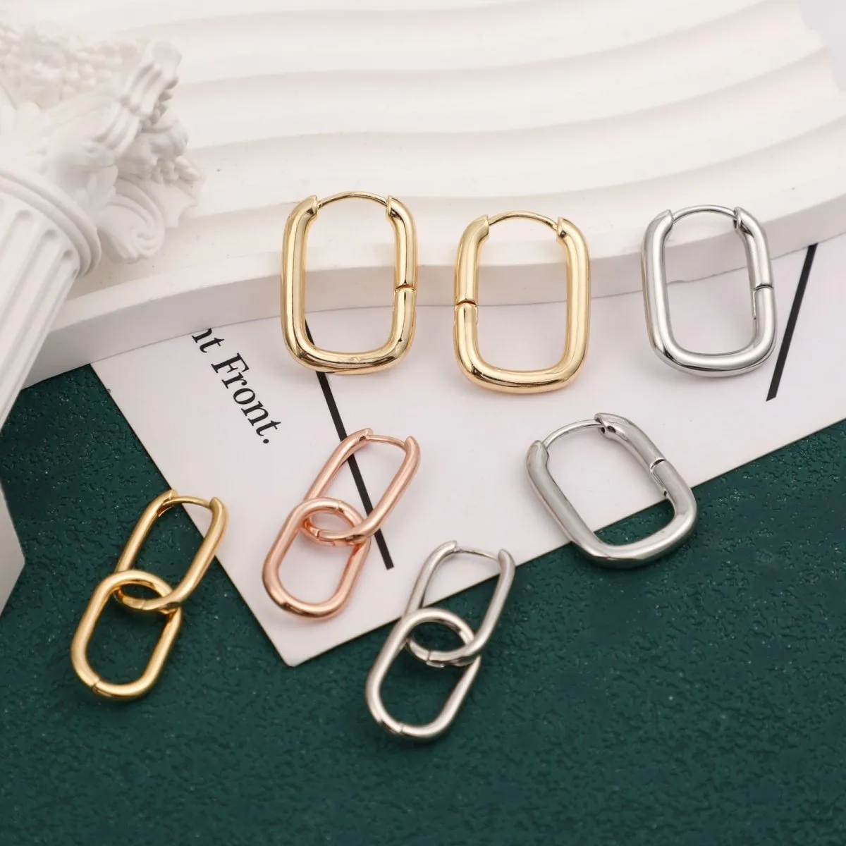 Kyerlyn Dainty Paperclip Huggie Hoop Earrings