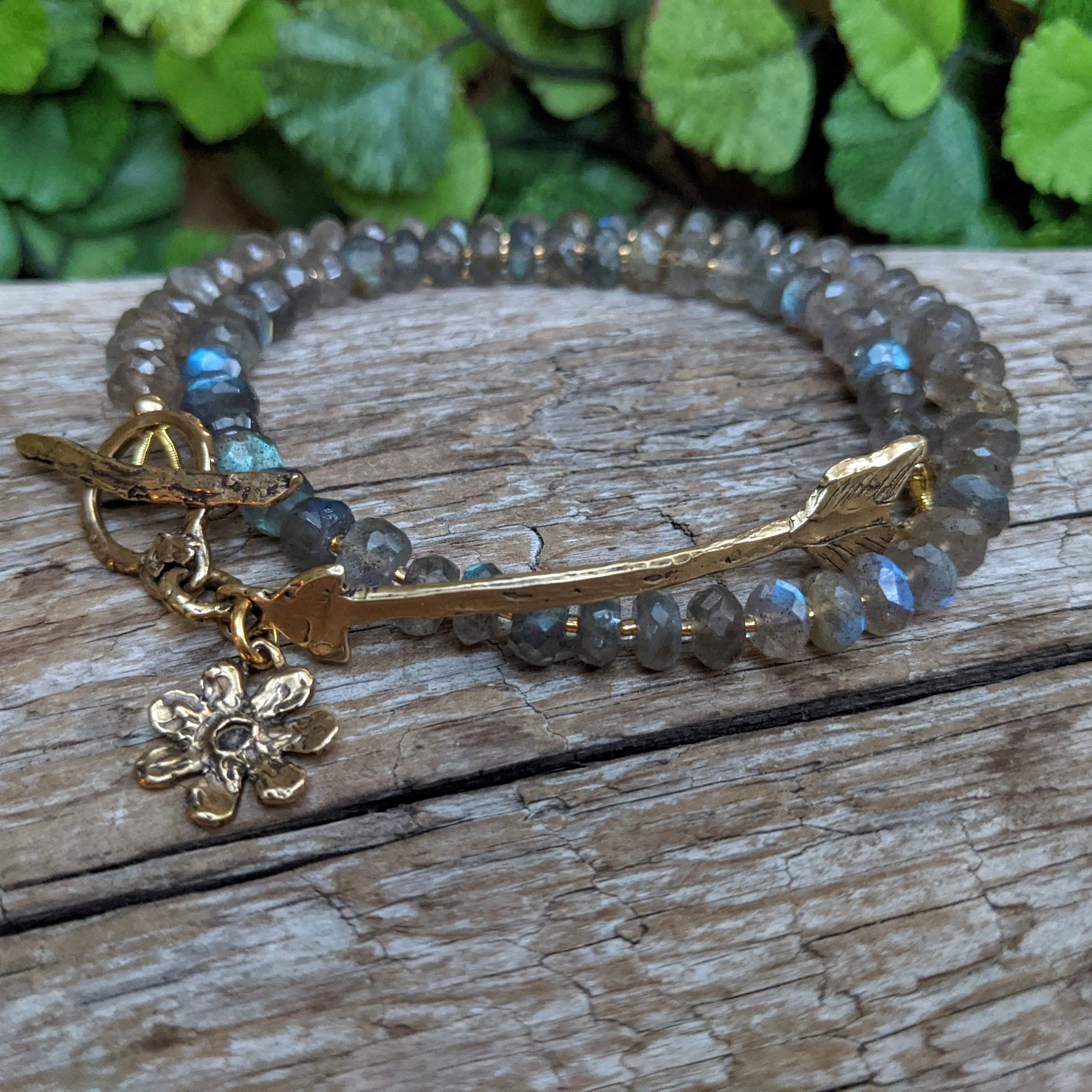 Labradorite Wrap Bracelet with Arrow