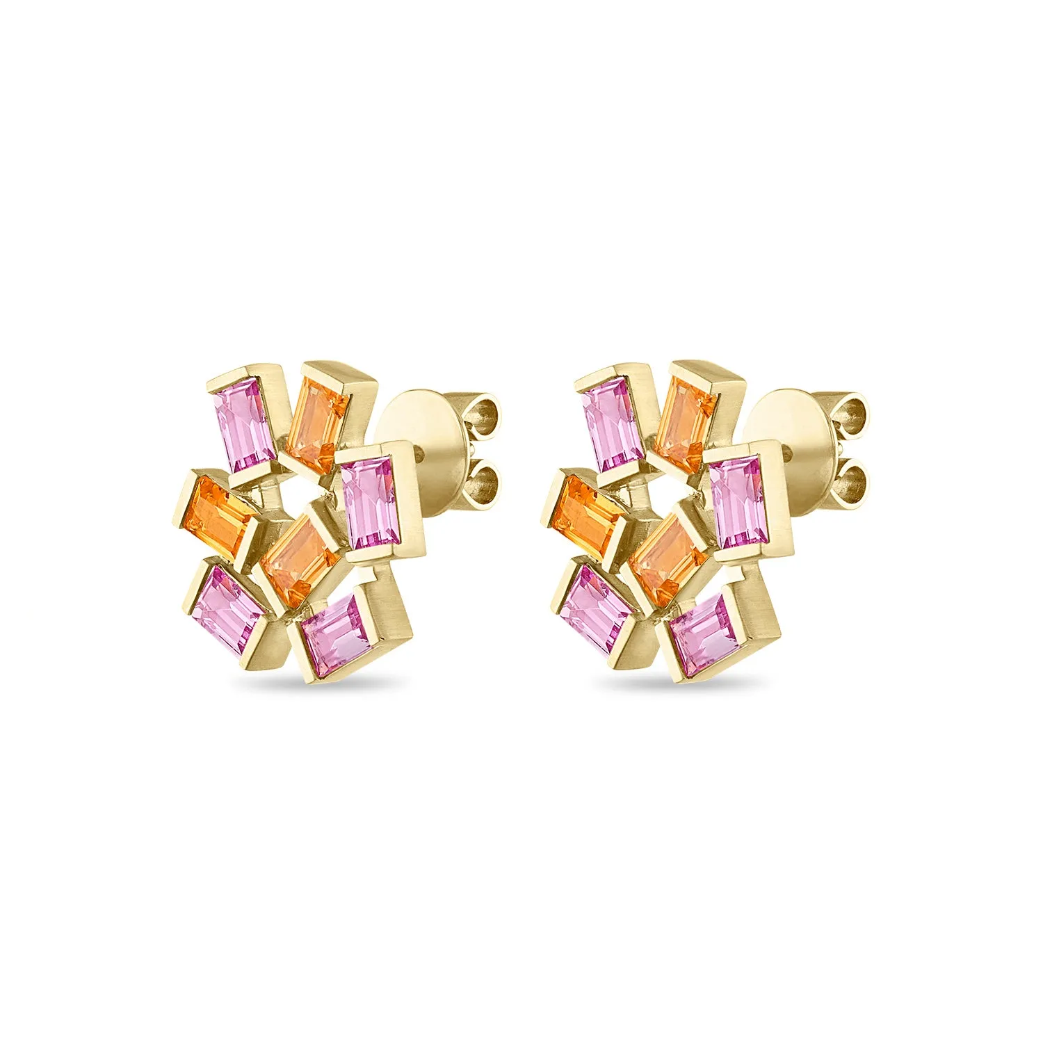 Large Jubilation Studs: Pink and Orange Sapphire