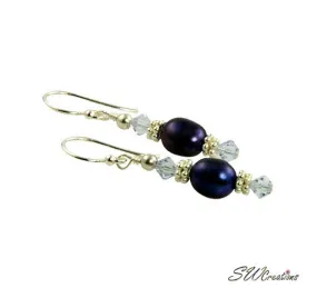 Lavender Indigo Pearl Beaded Earrings