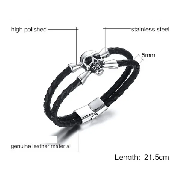 Leather skull bracelet