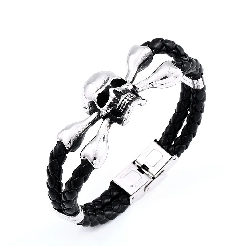 Leather skull bracelet