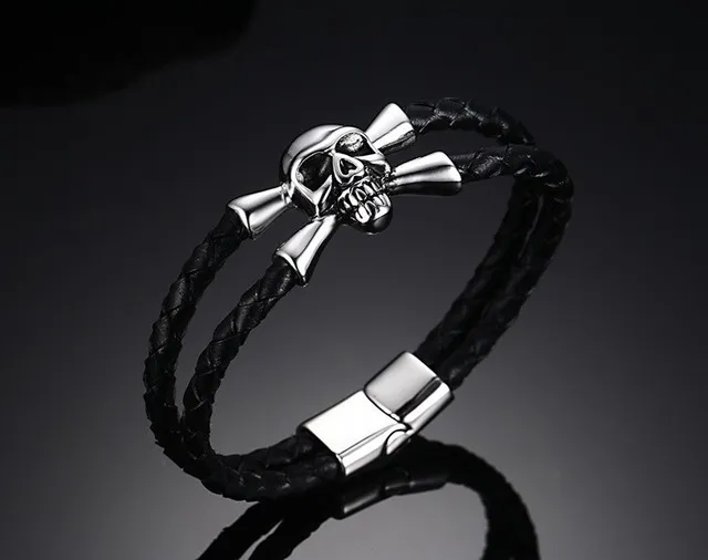 Leather skull bracelet