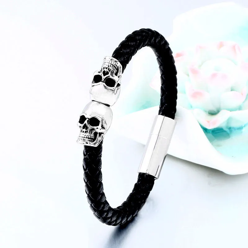 Leather skull bracelet