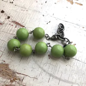 Lime Green Lucite Bubble Stations Bracelet