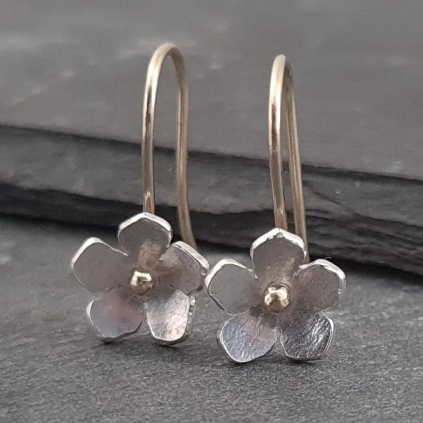 Little Blossom 9ct Gold & Sterling Silver Earrings