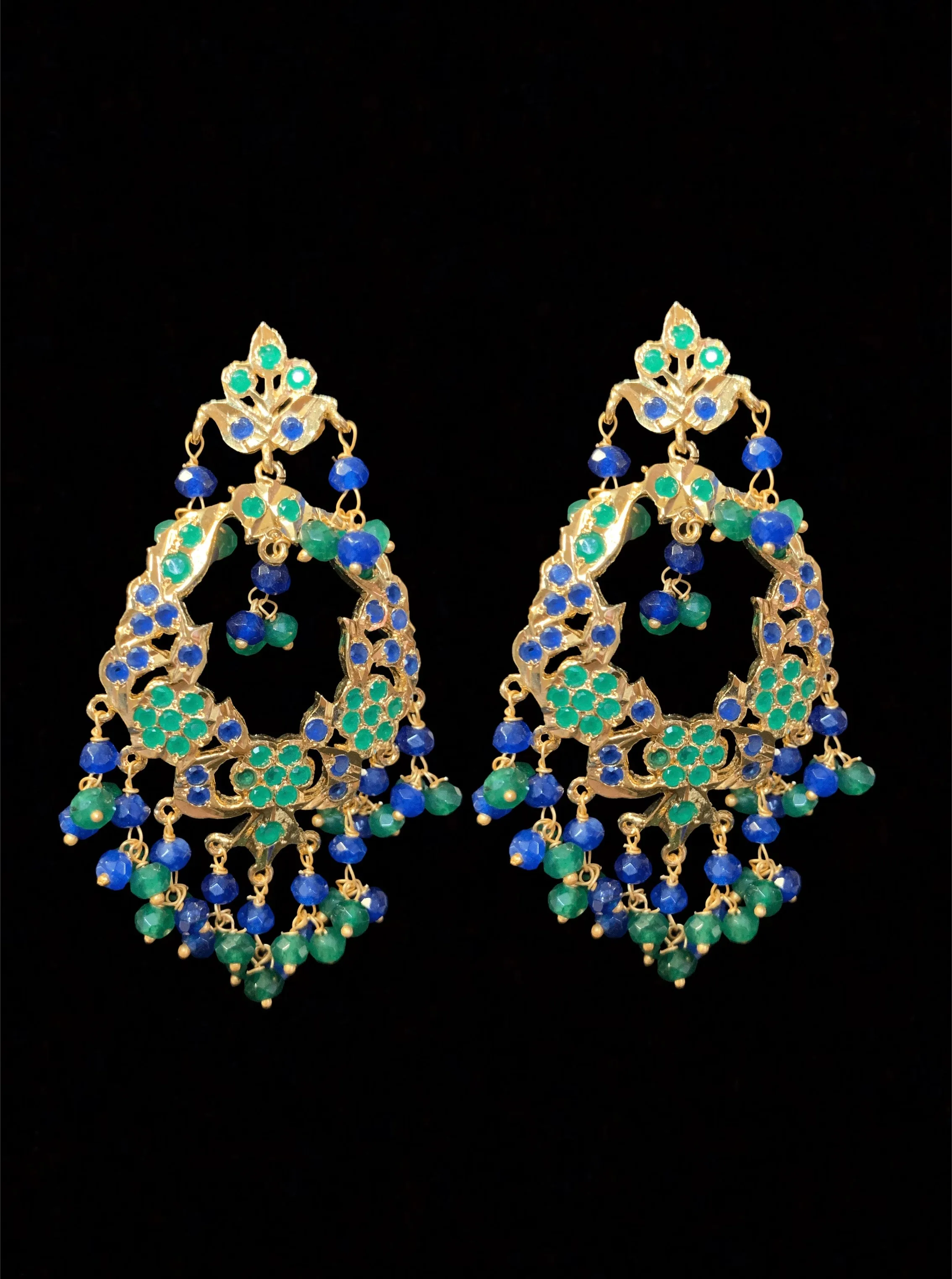 Madhuri earrings DER14 (blue green ) (SHIPS IN 4 WEEKS )