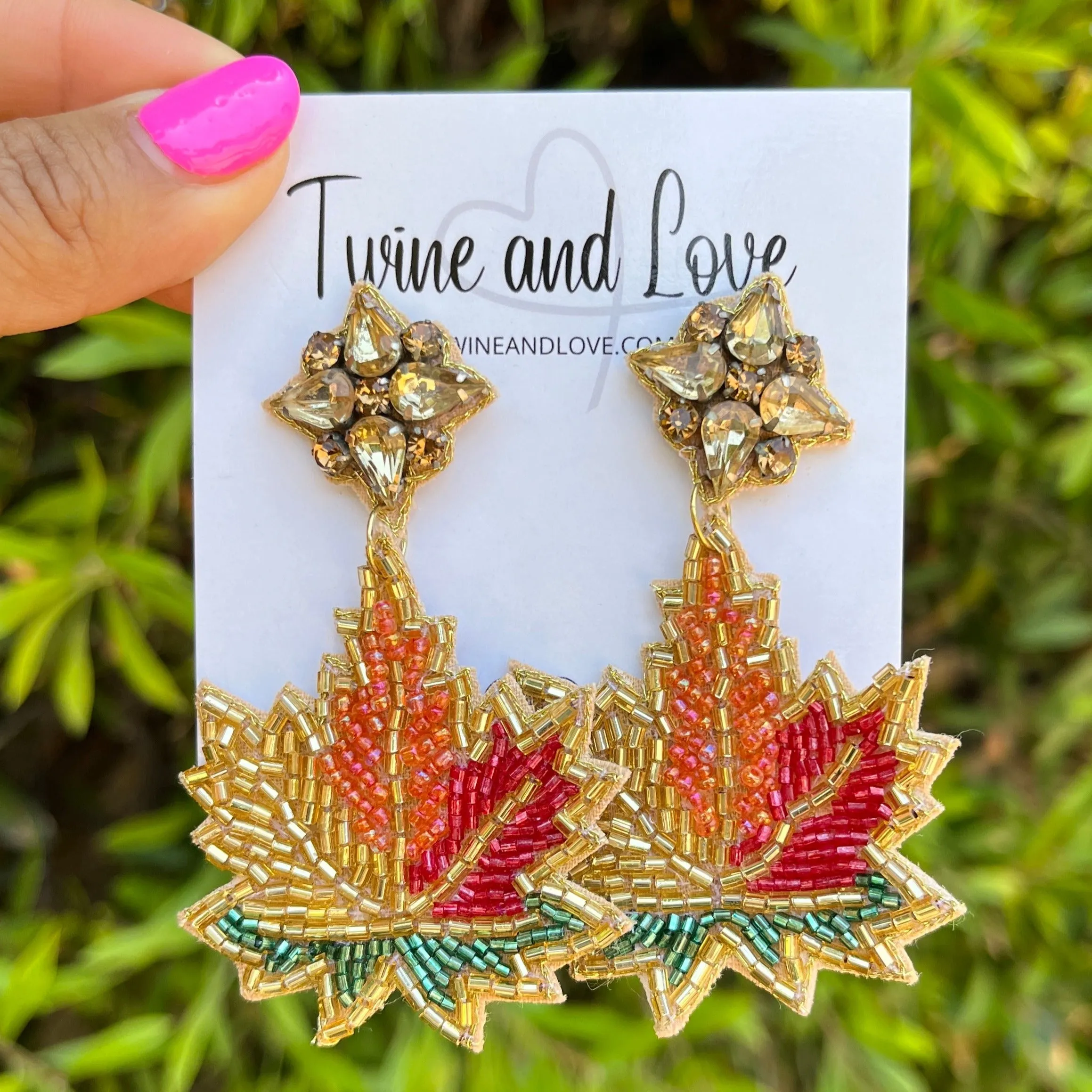 Maple Leaf Beaded Earrings