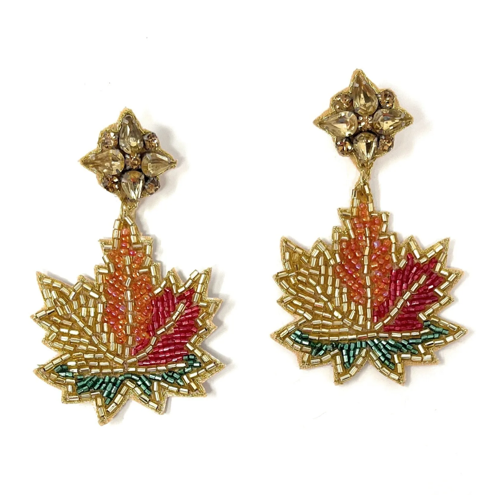 Maple Leaf Beaded Earrings