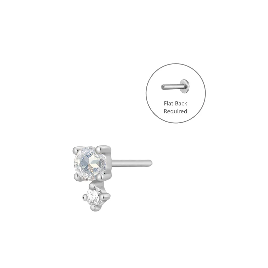 MARCH | Aquamarine and White Sapphire Threadless Flatback Earring