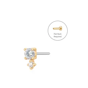 MARCH | Aquamarine and White Sapphire Threadless Flatback Earring