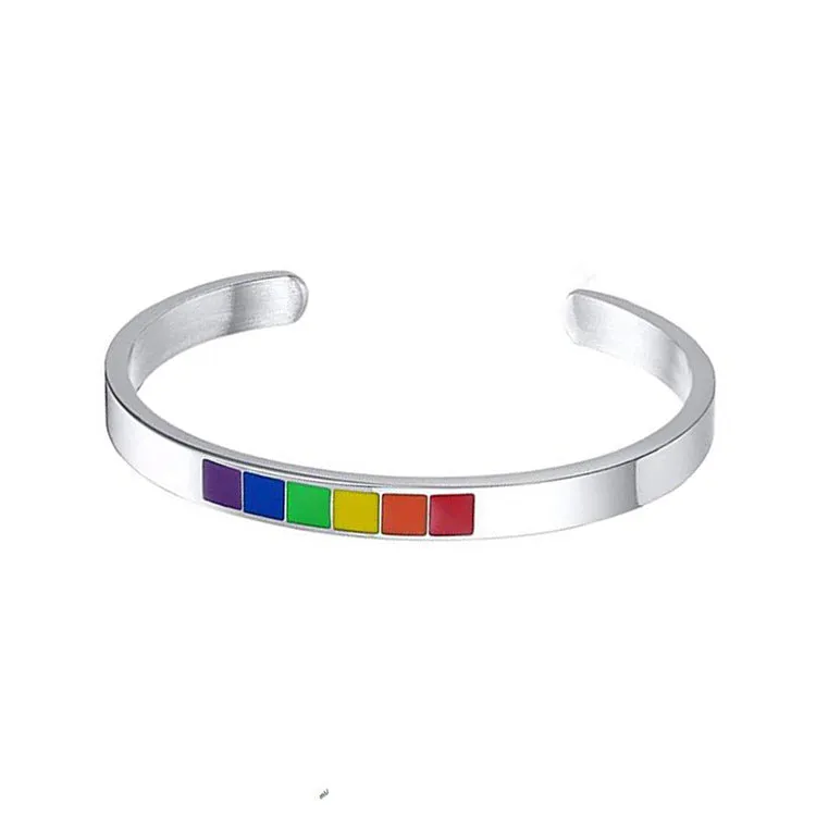 Men's And Women's U-shaped Stainless Steel Rainbow Bracelet