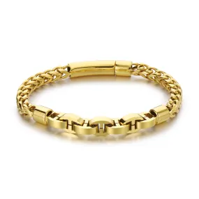 Men's Gold Titanium Stainless Steel Bracelet - Modern Link Chain Jewelry